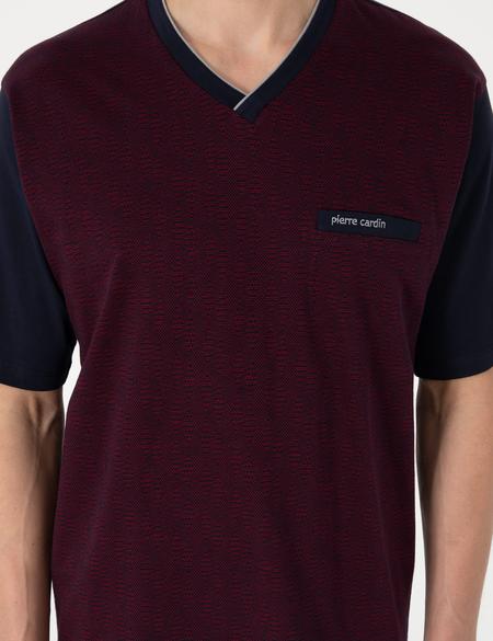 Bordo Kısakol 3'lü Jakarlı Pijama Takımı - 50314445004