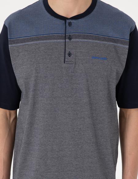 Lacivert Kısakol 3'lü Jakarlı Pijama Takımı - 50314446001