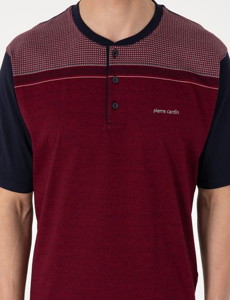 Bordo Kısakol 3'lü Jakarlı Pijama Takımı - 50314446011