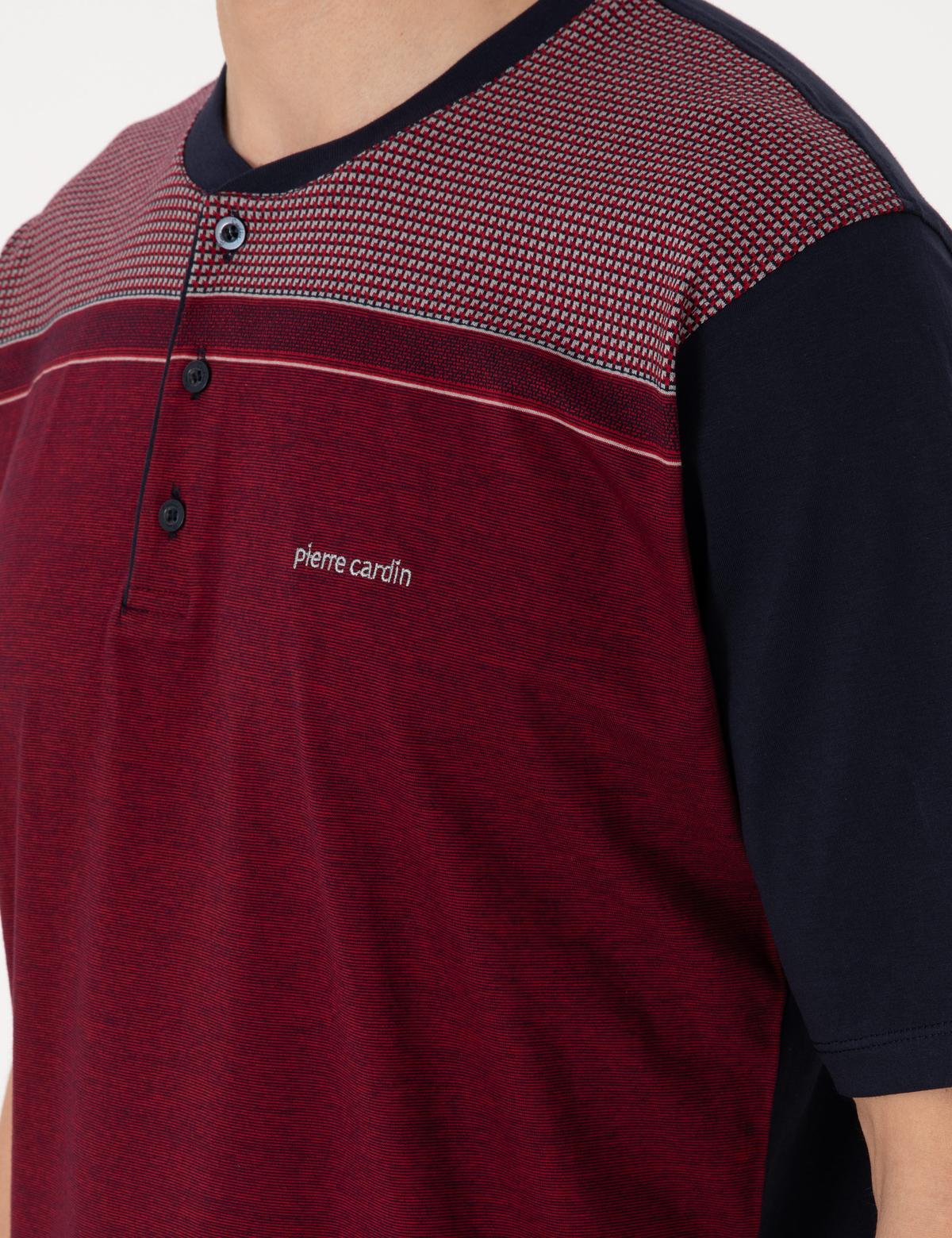 Bordo Kısakol 3'lü Jakarlı Pijama Takımı - 50314446011