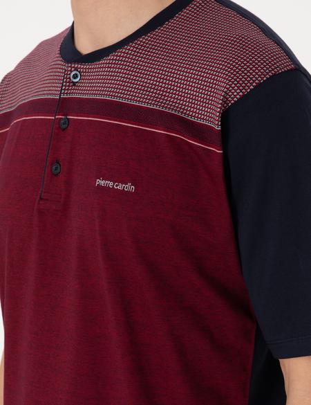 Bordo Kısakol 3'lü Jakarlı Pijama Takımı - 50314446011