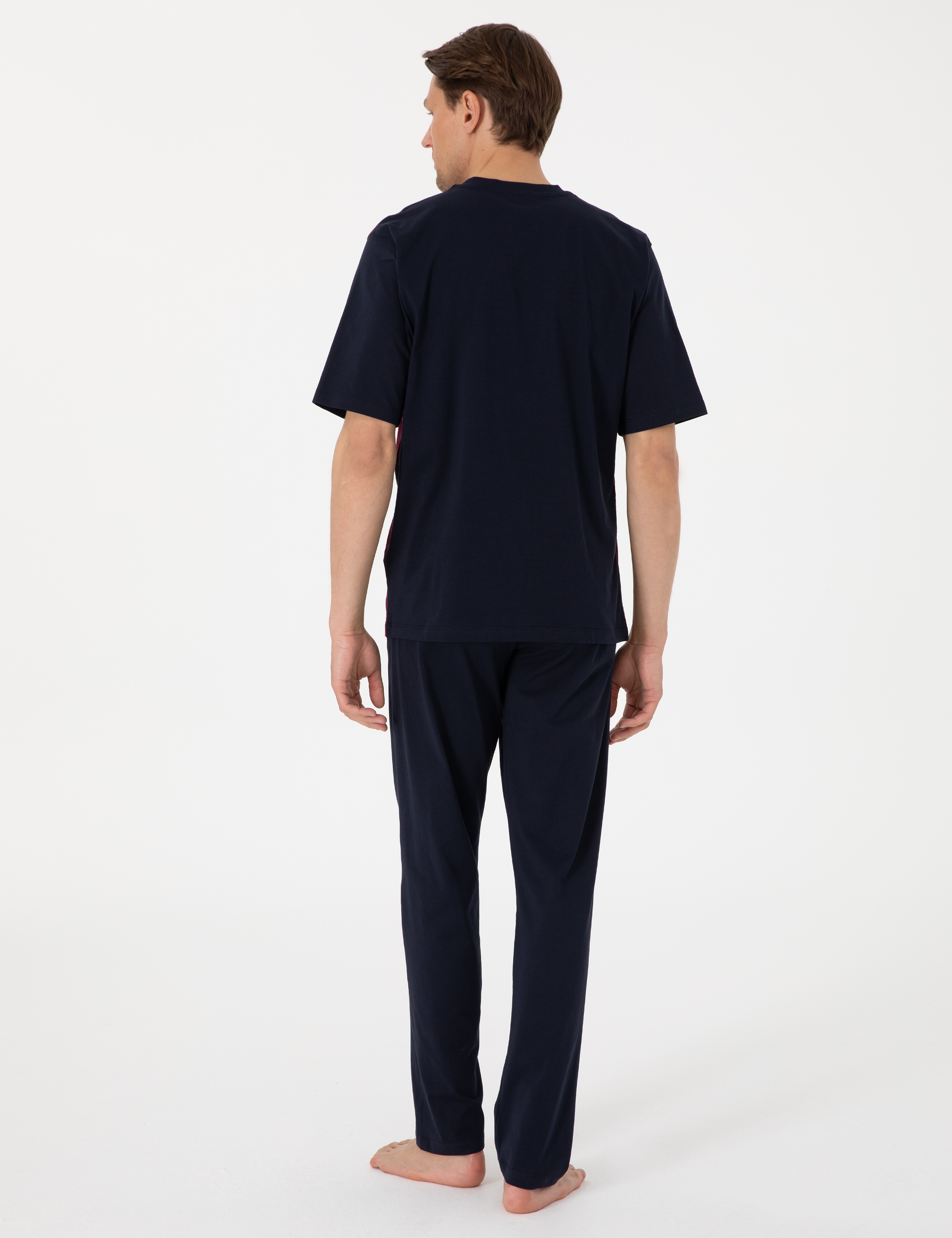 Bordo Kısakol 3'lü Jakarlı Pijama Takımı - Image 4