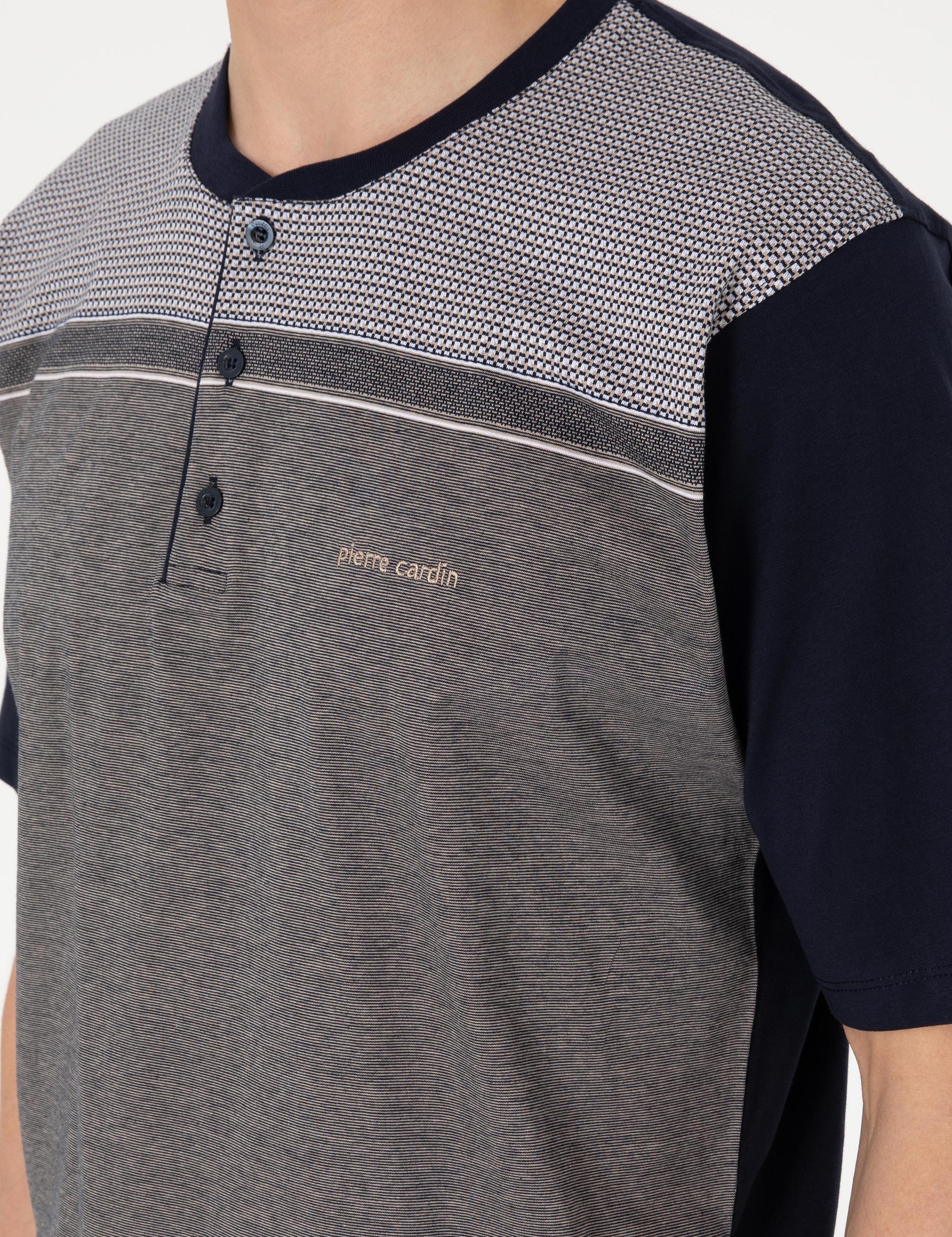 Kahverengi Kısakol 3'lü Jakarlı Pijama Takımı