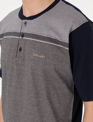 Kahverengi Kısakol 3'lü Jakarlı Pijama Takımı