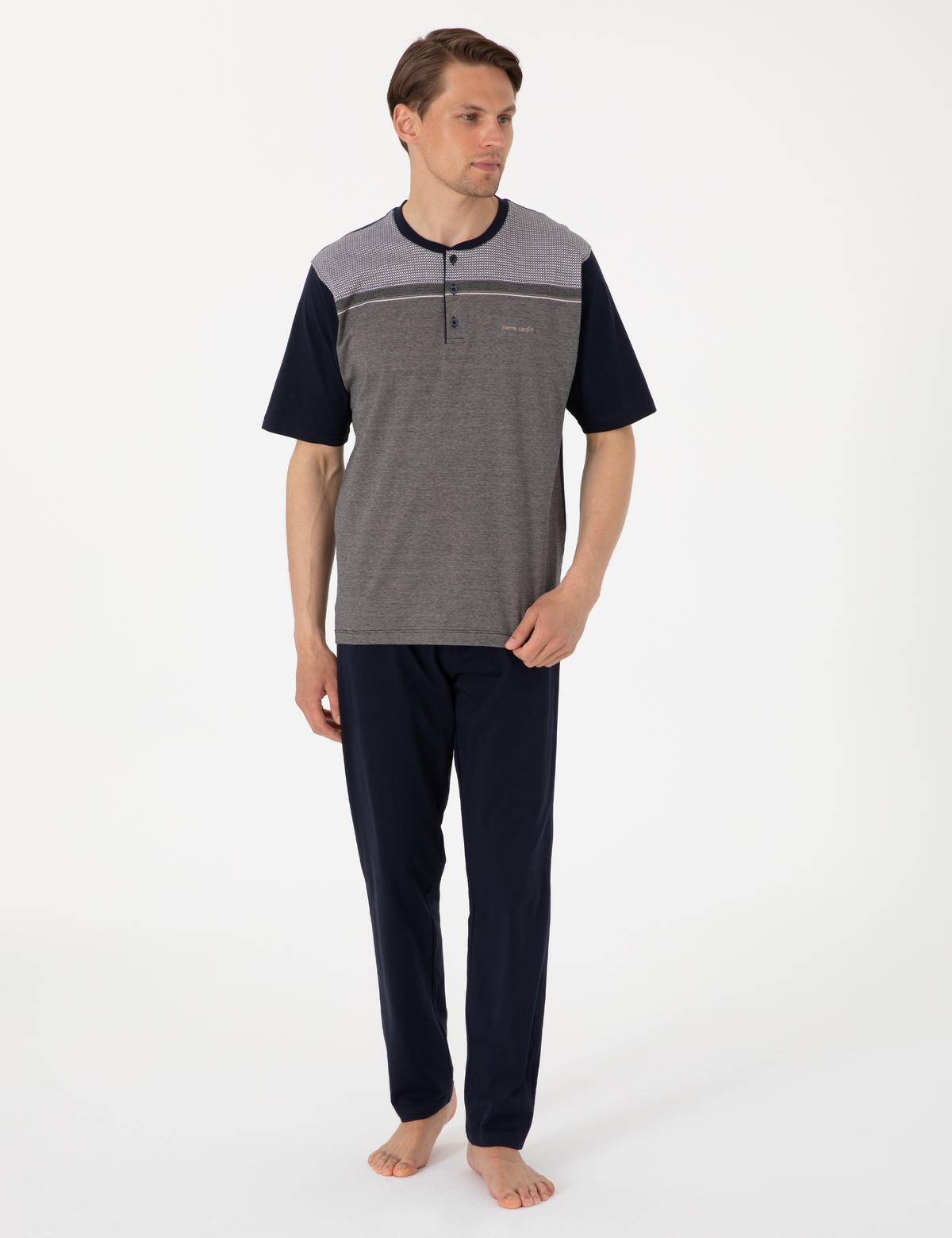 Kahverengi Kısakol 3'lü Jakarlı Pijama Takımı - 50314446004