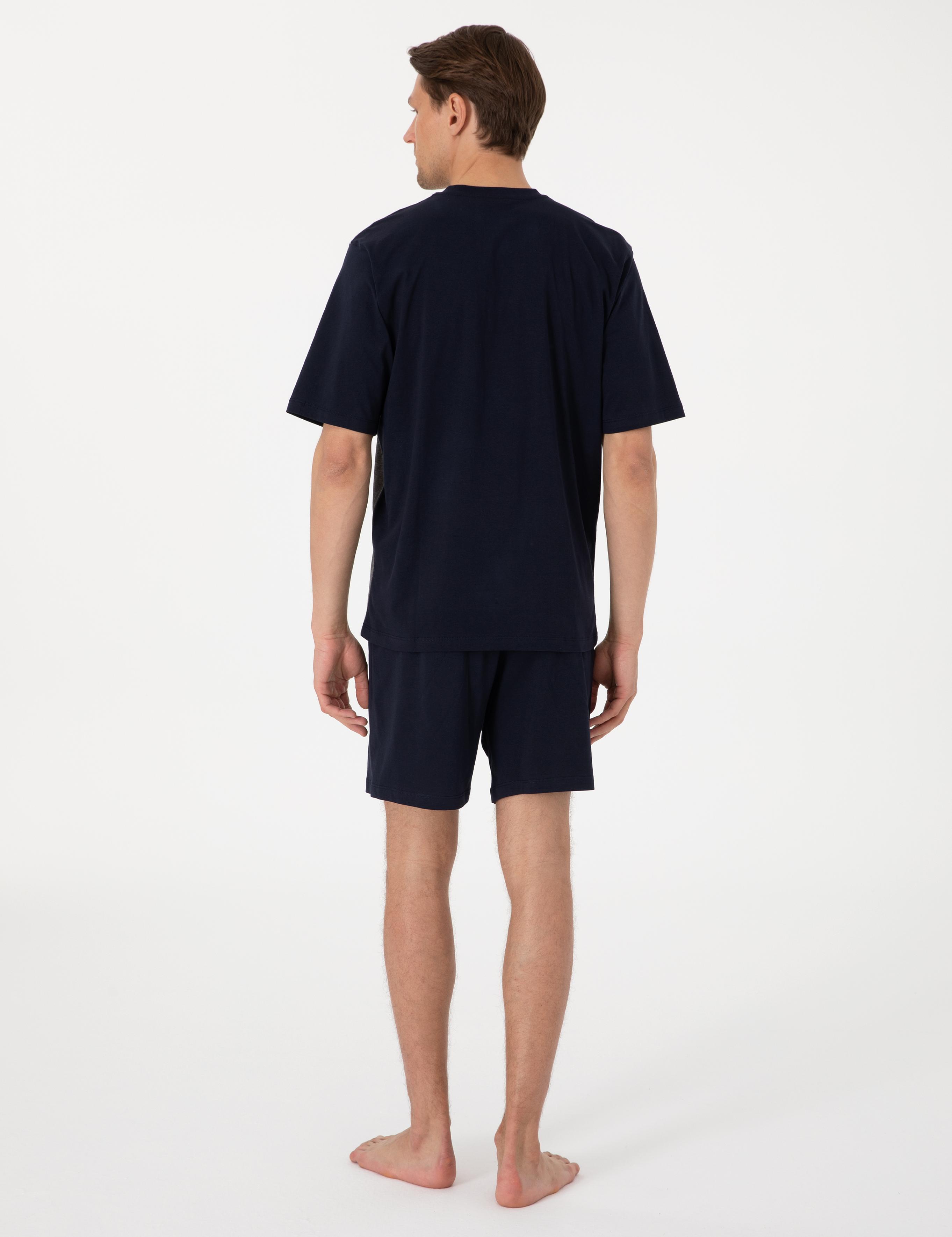 Kahverengi Kısakol 3'lü Jakarlı Pijama Takımı