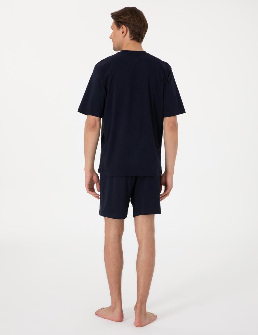 Kahverengi Kısakol 3'lü Jakarlı Pijama Takımı