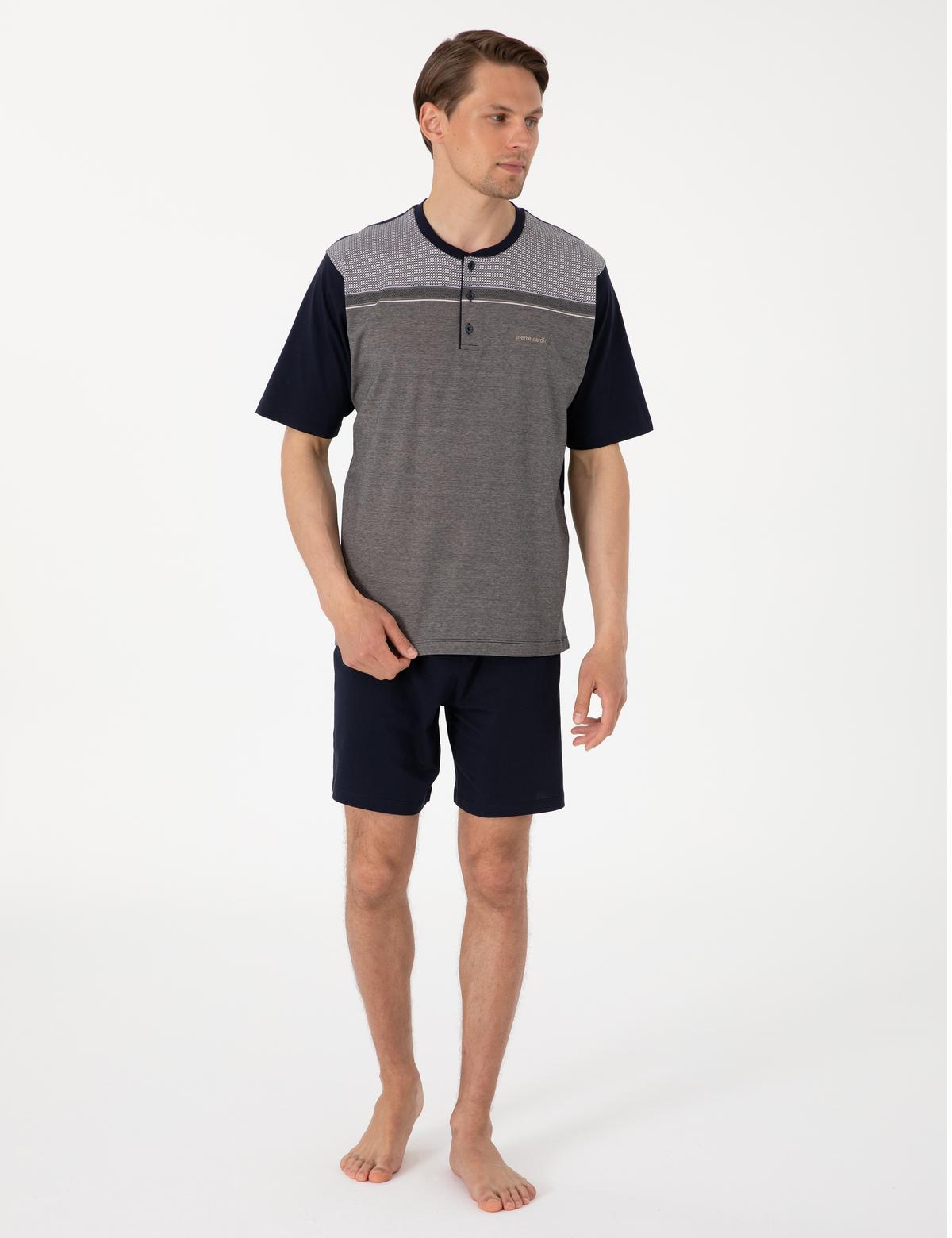 Kahverengi Kısakol 3'lü Jakarlı Pijama Takımı