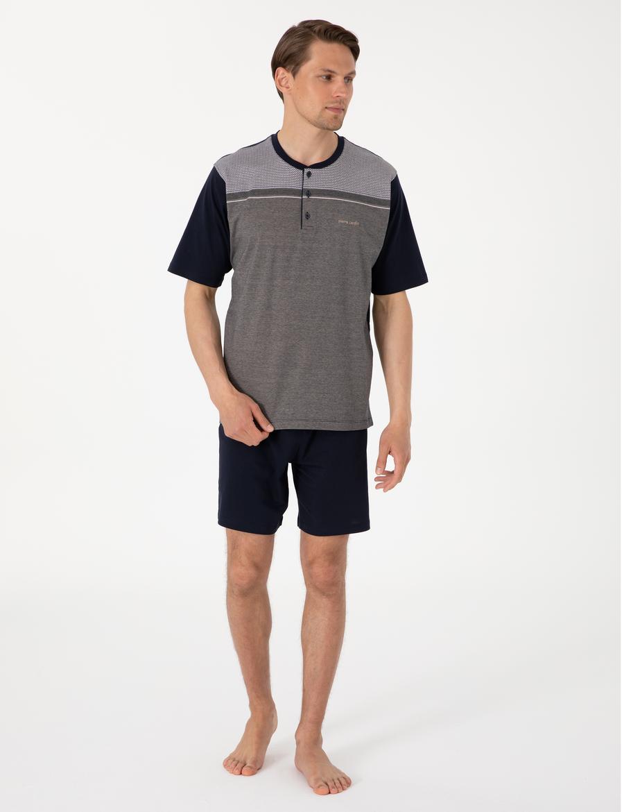 Kahverengi Kısakol 3'lü Jakarlı Pijama Takımı