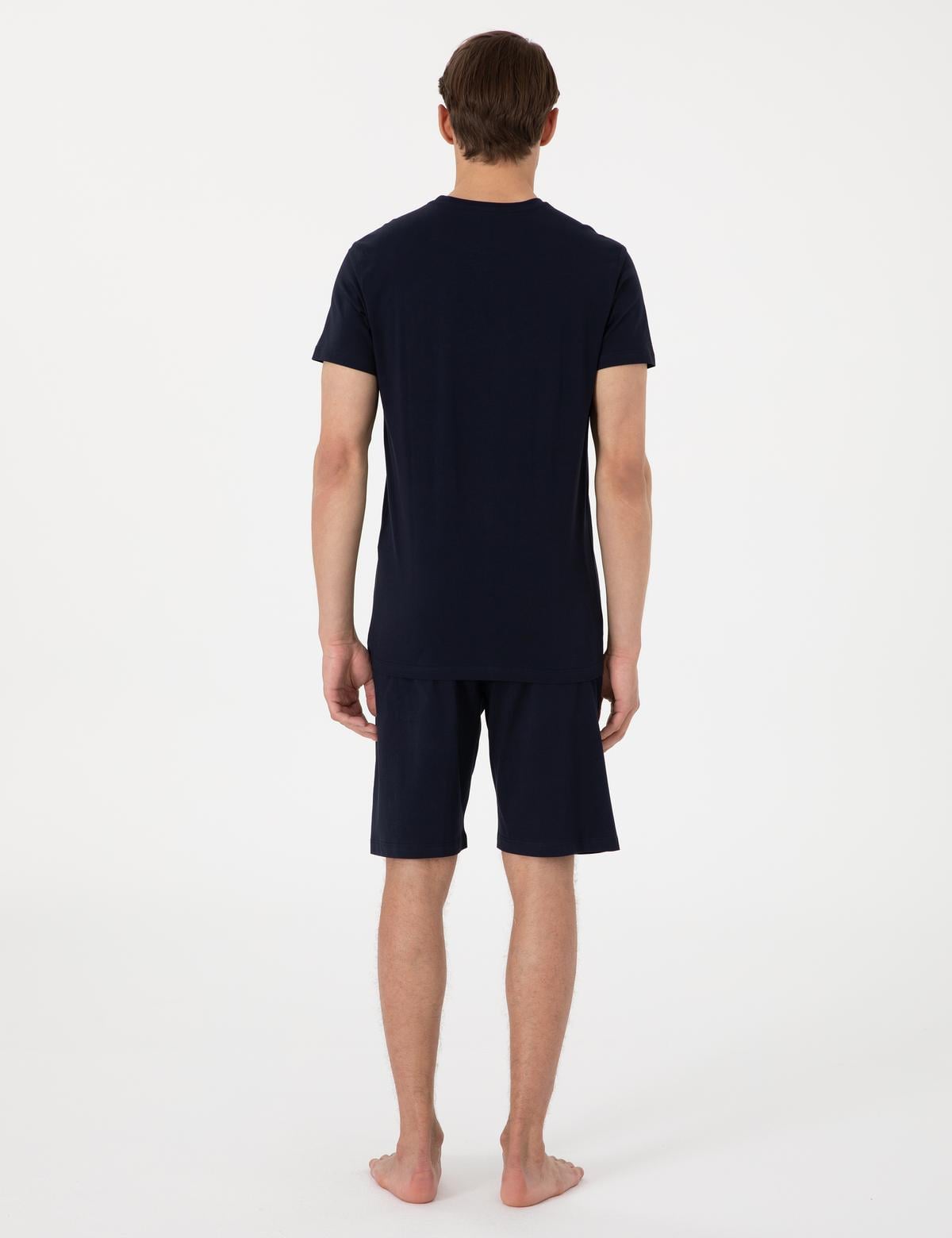 Lacivert Kısakol Şortlu Pijama Takımı - 50314387012