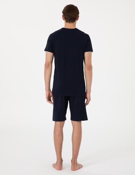 Lacivert Kısakol Şortlu Pijama Takımı - 50314387012