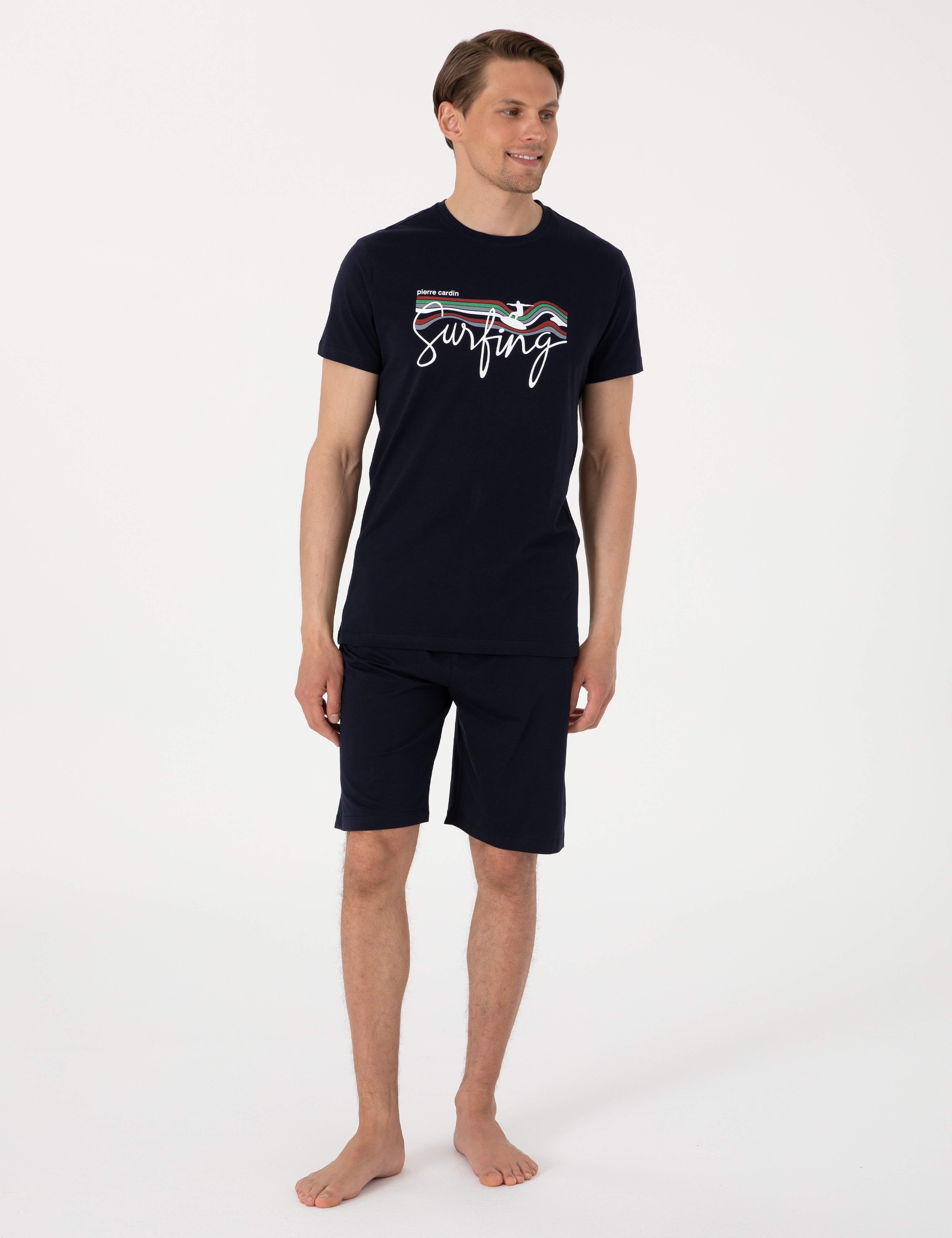Lacivert Kısakol Şortlu Pijama Takımı - Image 4