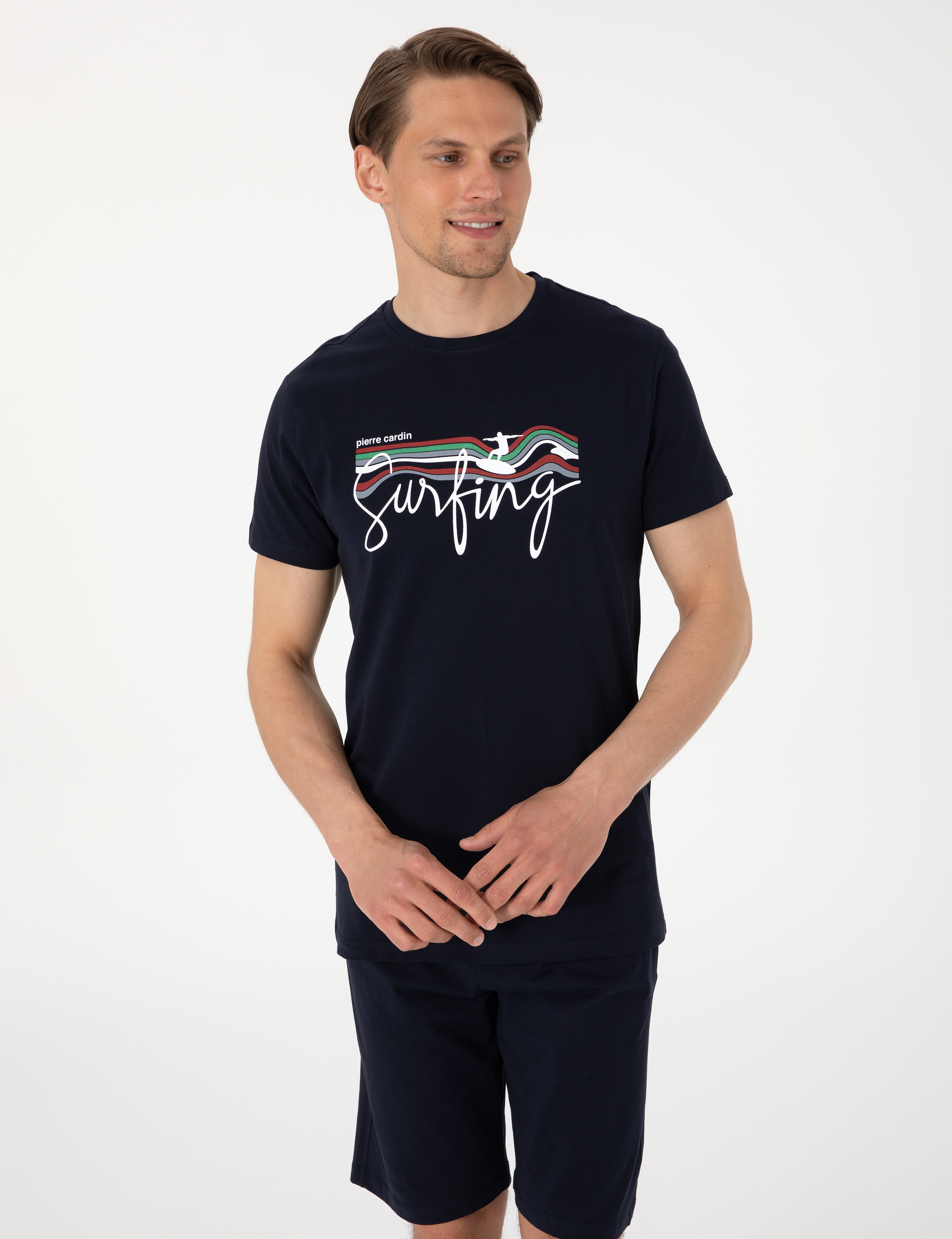 Lacivert Kısakol Şortlu Pijama Takımı