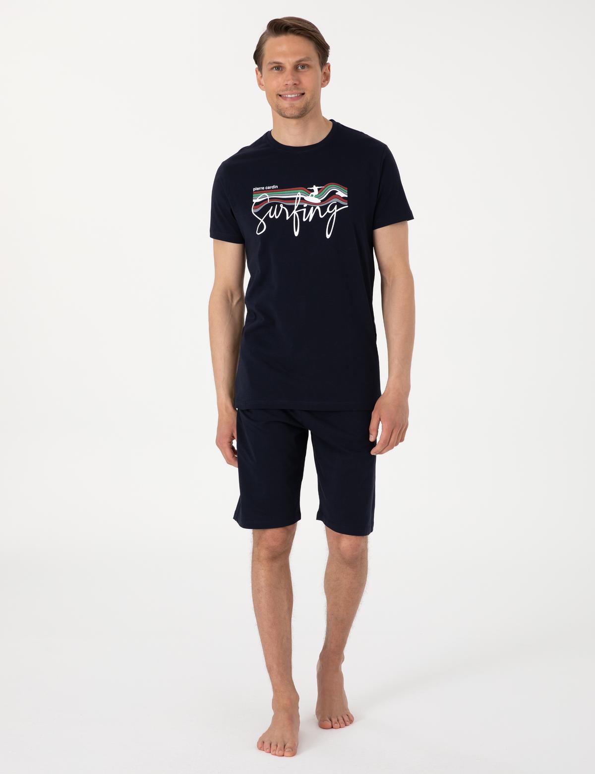 Lacivert Kısakol Şortlu Pijama Takımı