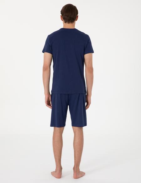 Mavi Kısakol Şortlu Pijama Takımı - 50314387013