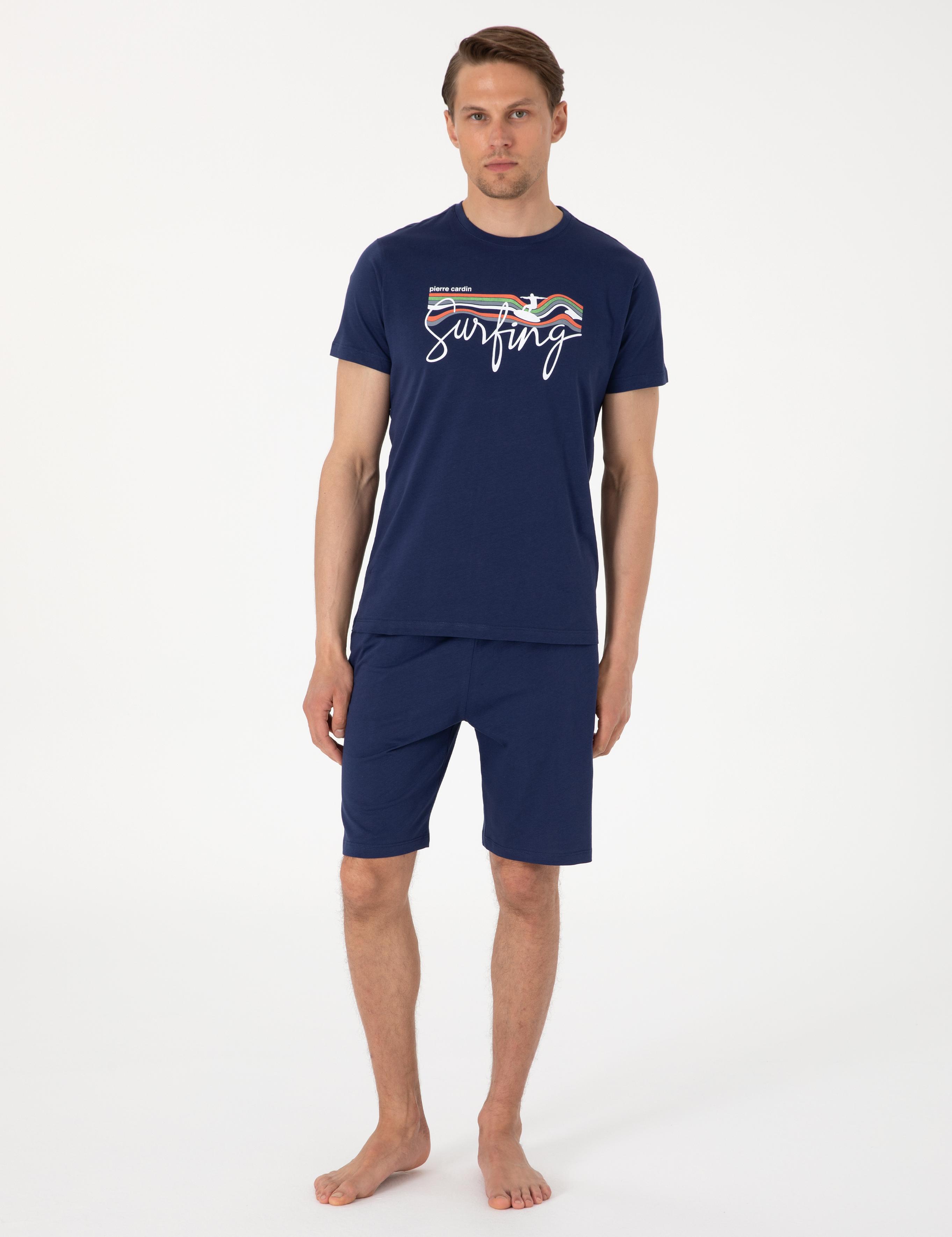 Mavi Kısakol Şortlu Pijama Takımı