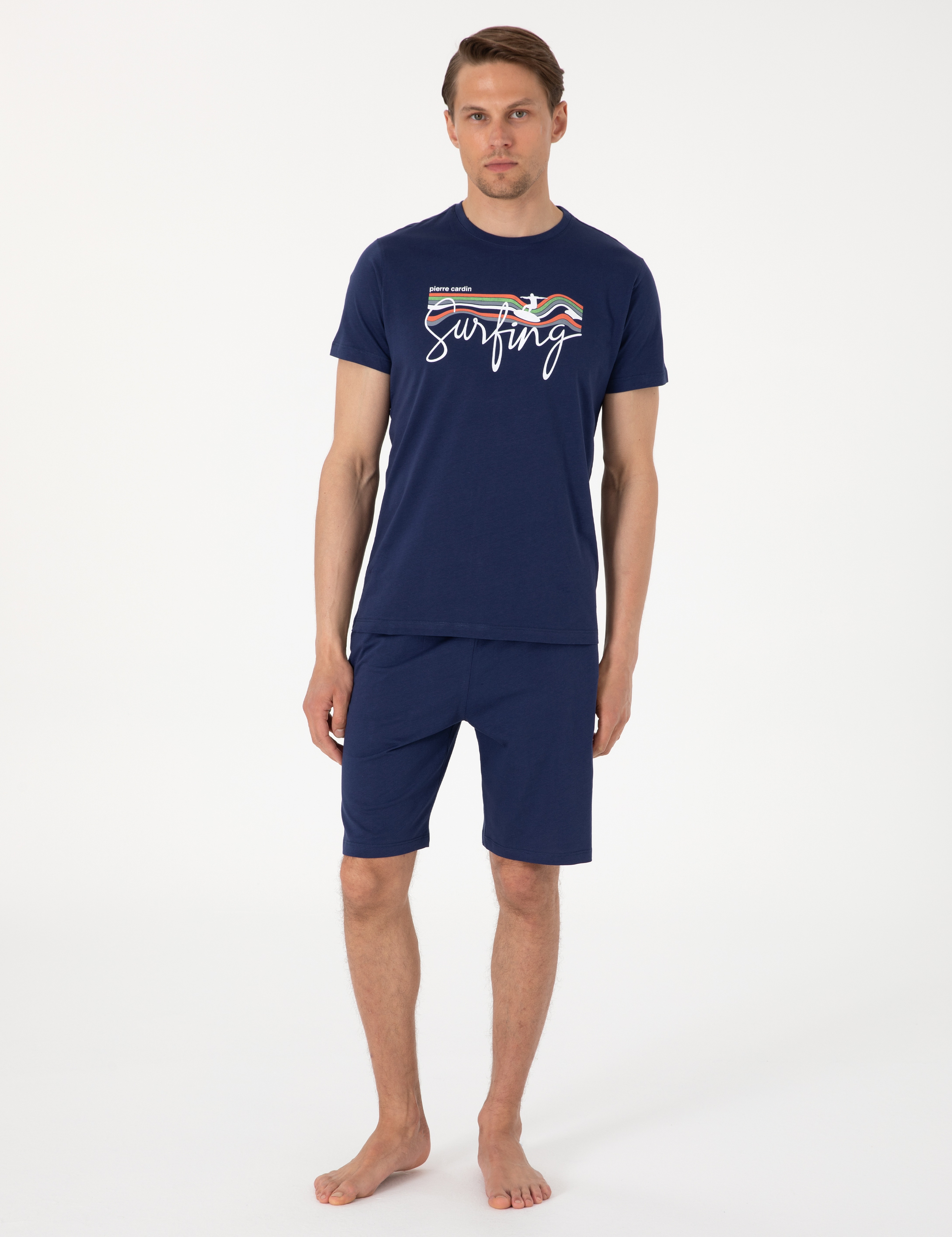 Mavi Kısakol Şortlu Pijama Takımı - Image 1