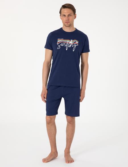 Mavi Kısakol Şortlu Pijama Takımı - 50314387013