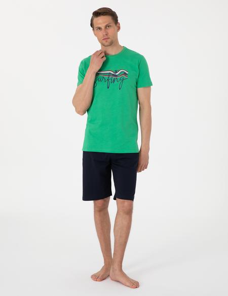 Yeşil Kısakol Şortlu Pijama Takımı - 50314387005