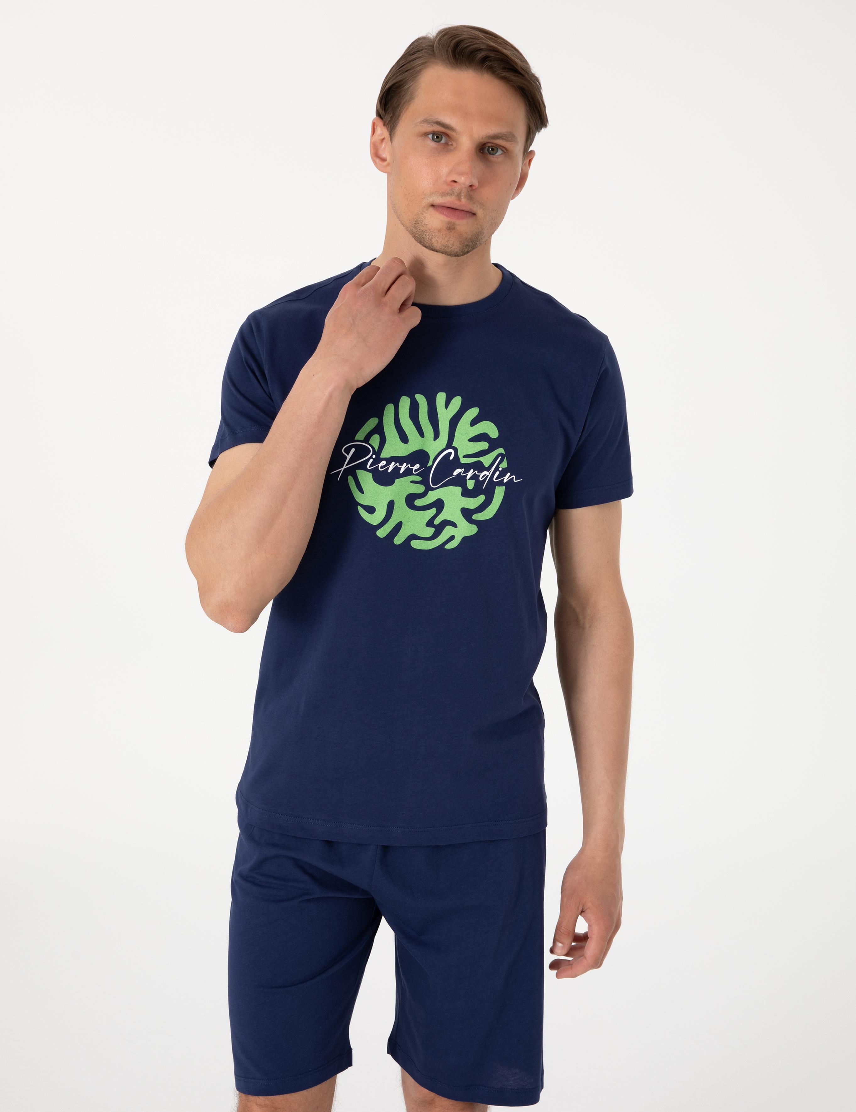 Mavi Kısakol Şortlu Pijama Takımı