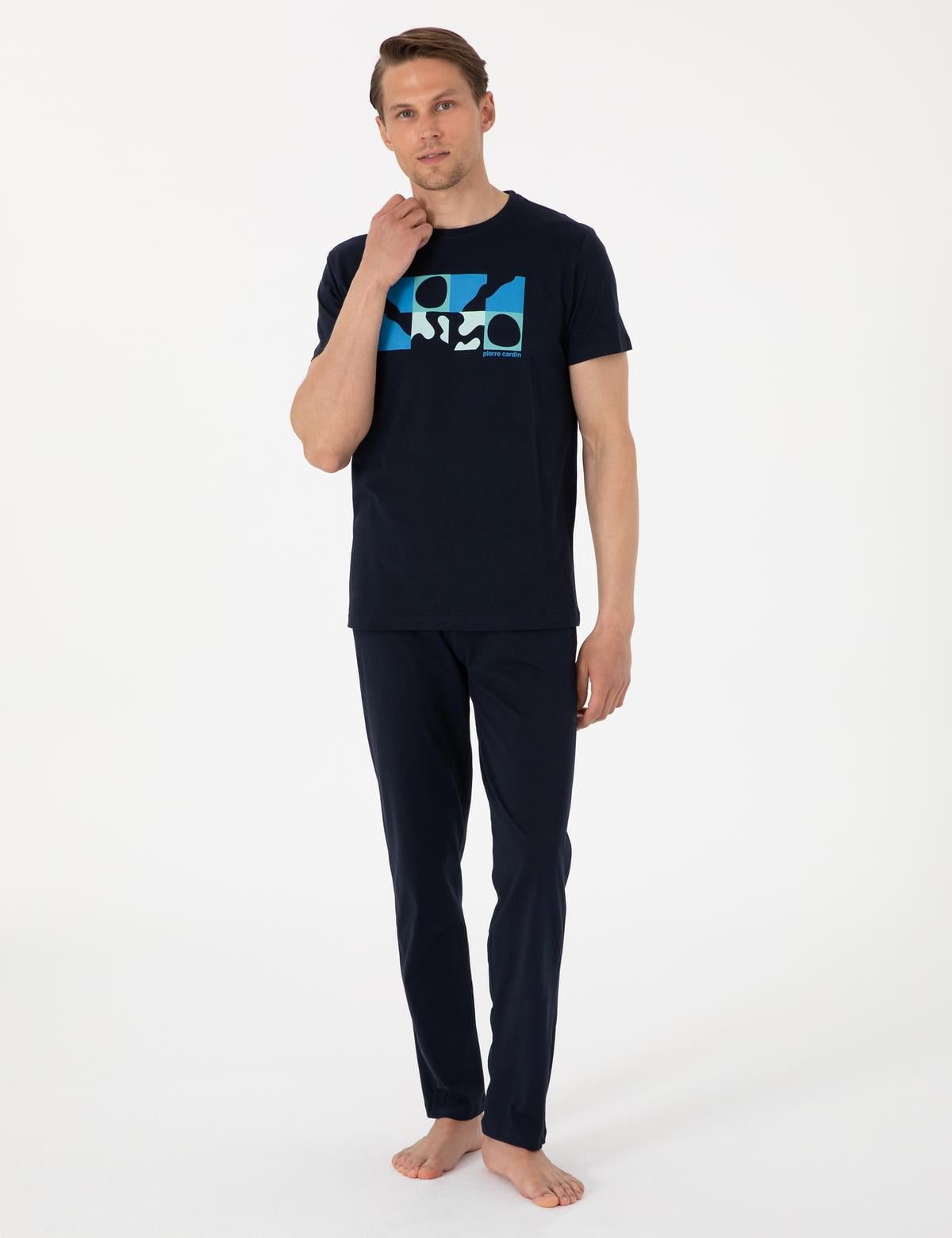 Lacivert Kısakol Pijama Takımı