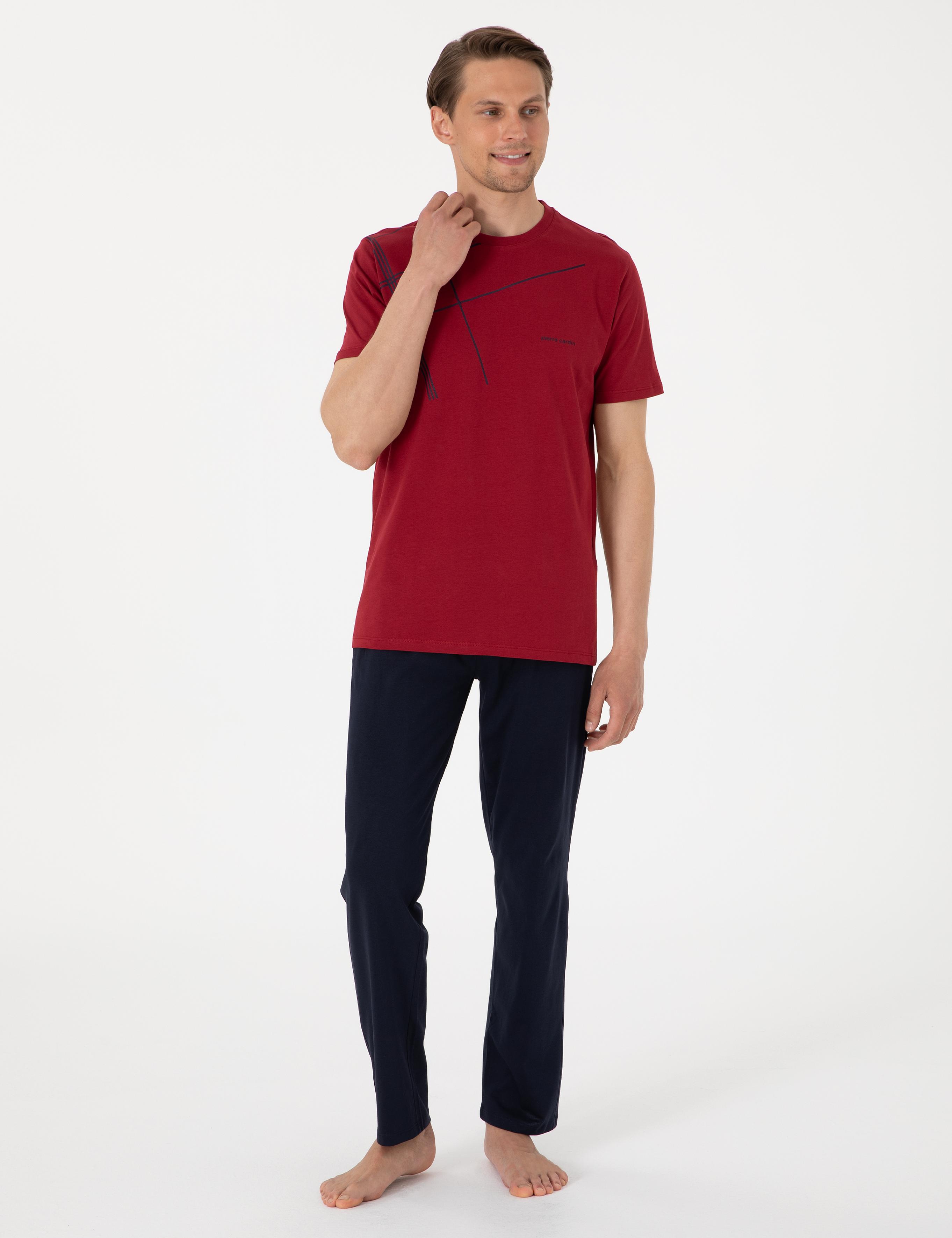 Bordo Kısakol Pijama Takımı