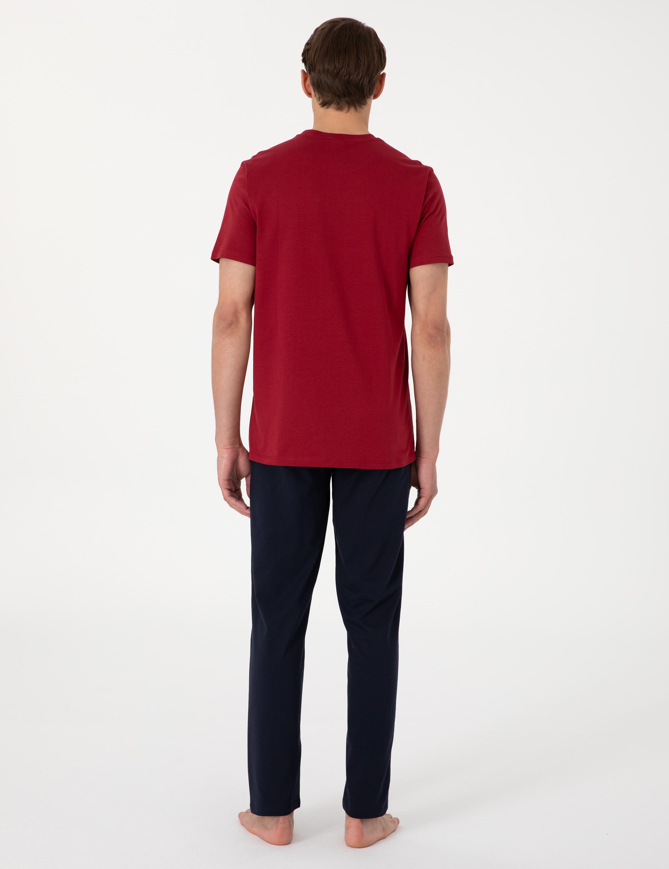 Bordo Kısakol Pijama Takımı