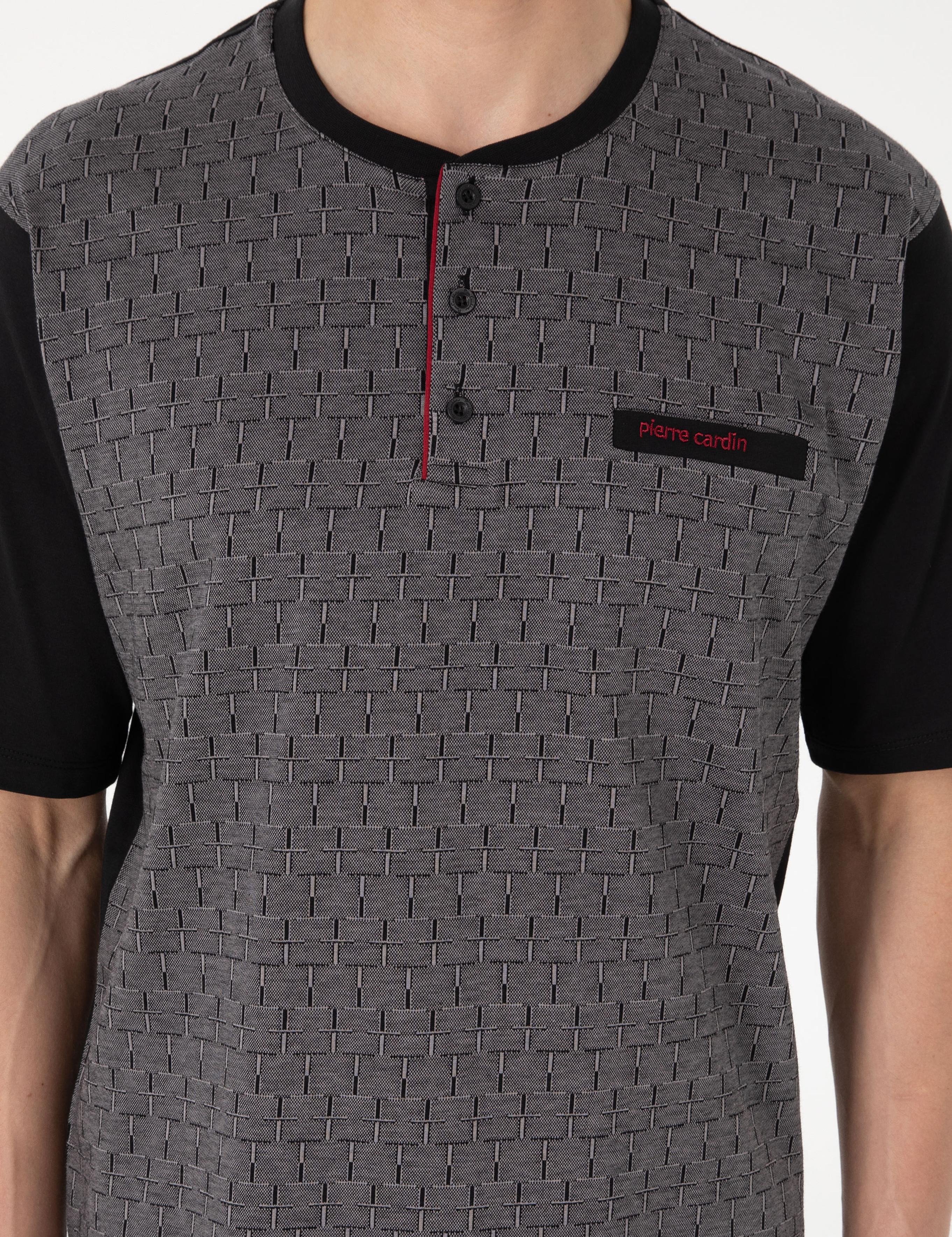 Siyah Kısakol 3'lü Jakarlı Pijama Takımı