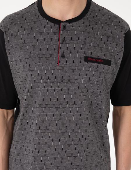 Siyah Kısakol 3'lü Jakarlı Pijama Takımı - 50314443001