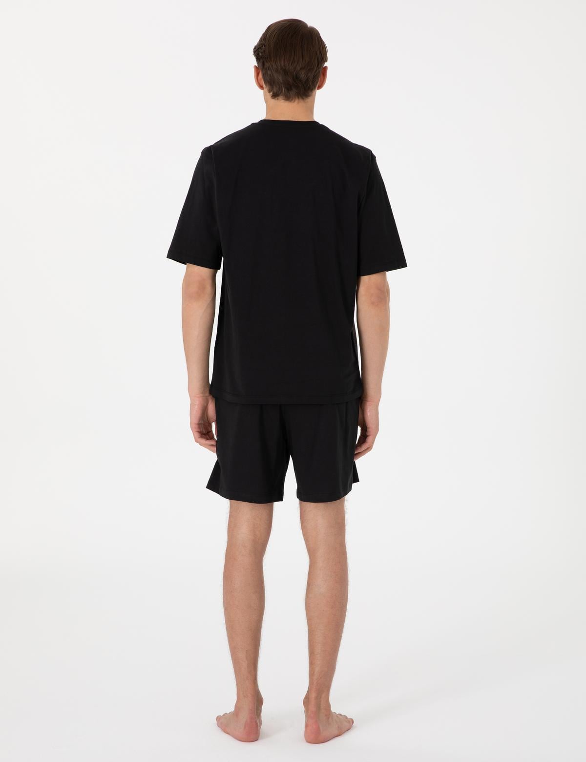 Siyah Kısakol 3'lü Jakarlı Pijama Takımı - 50314443001