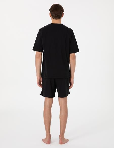 Siyah Kısakol 3'lü Jakarlı Pijama Takımı - 50314443001