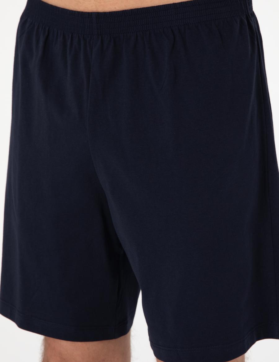 Lacivert Kısakol 3'lü Jakarlı Pijama Takımı