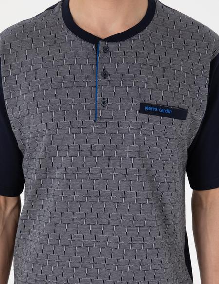 Lacivert Kısakol 3'lü Jakarlı Pijama Takımı - 50314443002