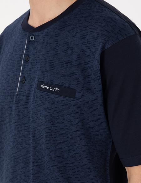 Mavi Kısakol 3'lü Jakarlı Pijama Takımı - 50314444001