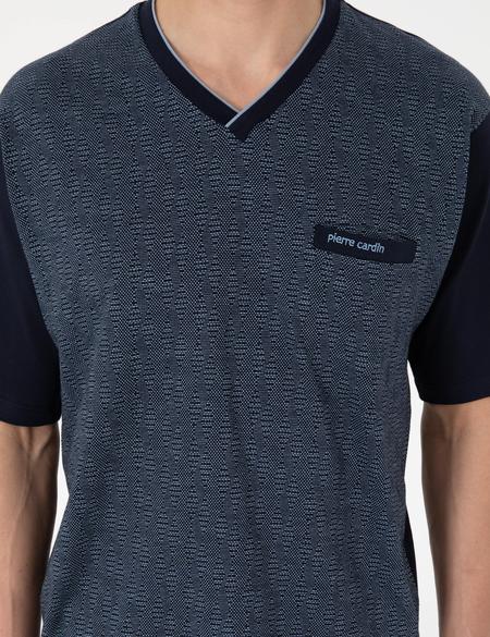 Mavi Kısakol 3'lü Jakarlı Pijama Takımı - 50314445011