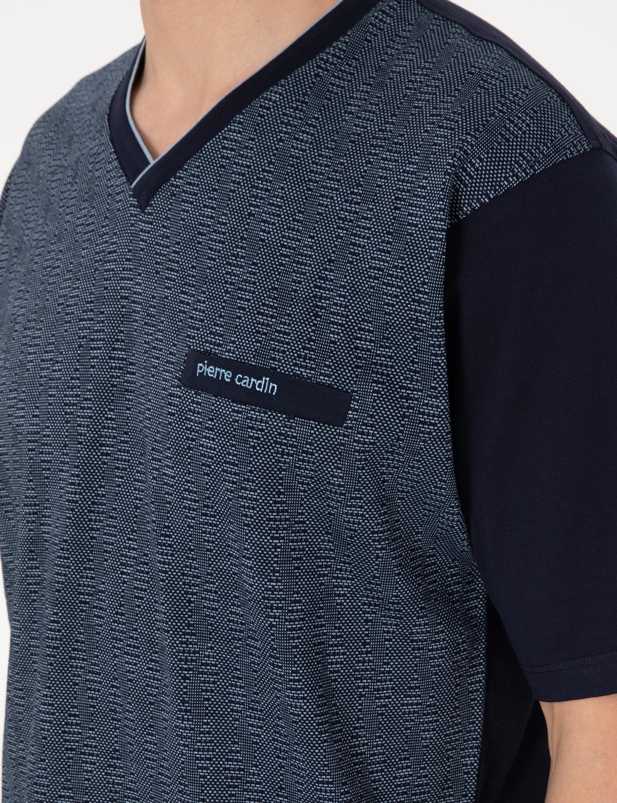 Mavi Kısakol 3'lü Jakarlı Pijama Takımı - 50314445011