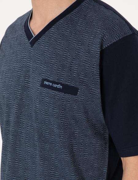 Mavi Kısakol 3'lü Jakarlı Pijama Takımı - 50314445011