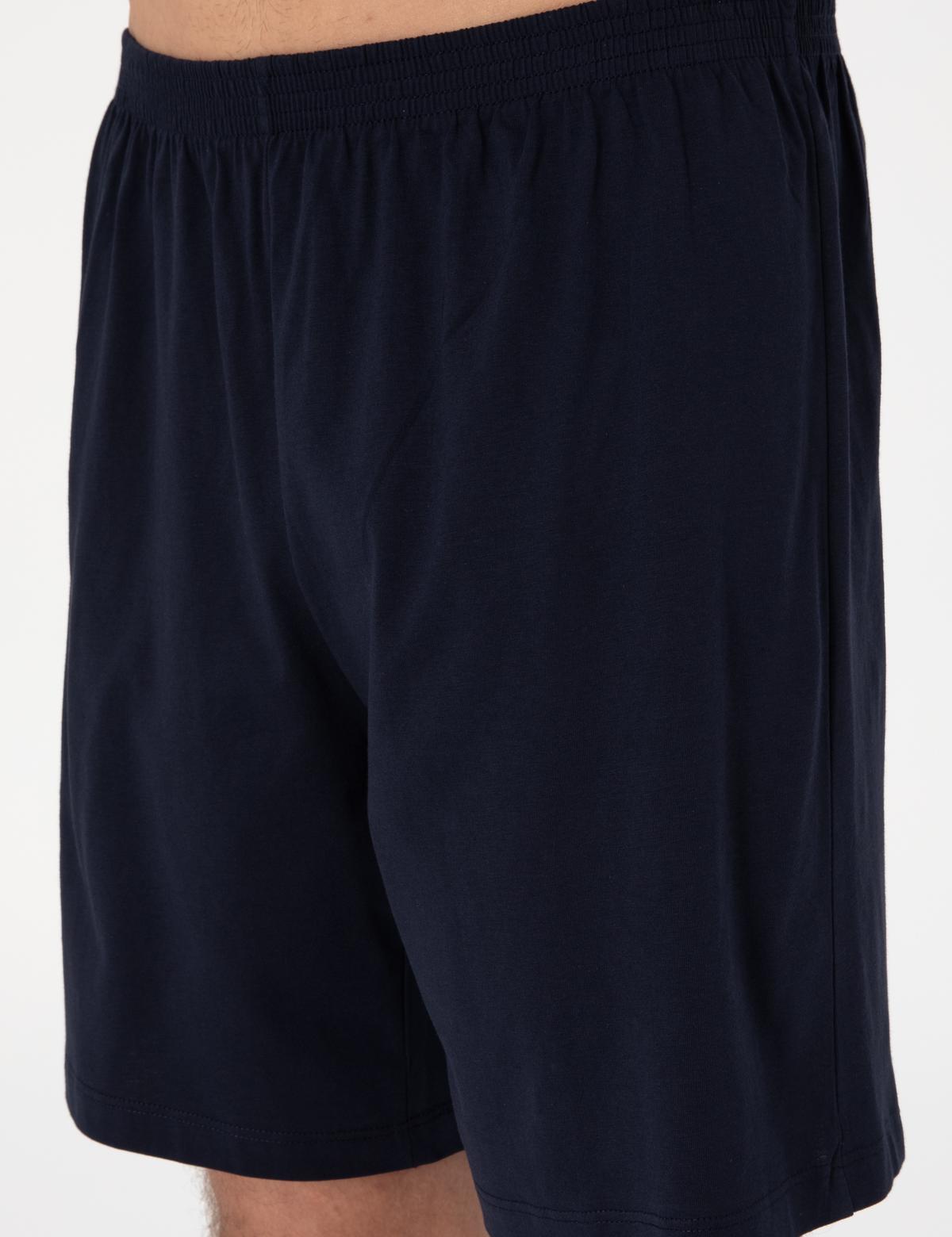 Mavi Kısakol 3'lü Jakarlı Pijama Takımı - 50314445011