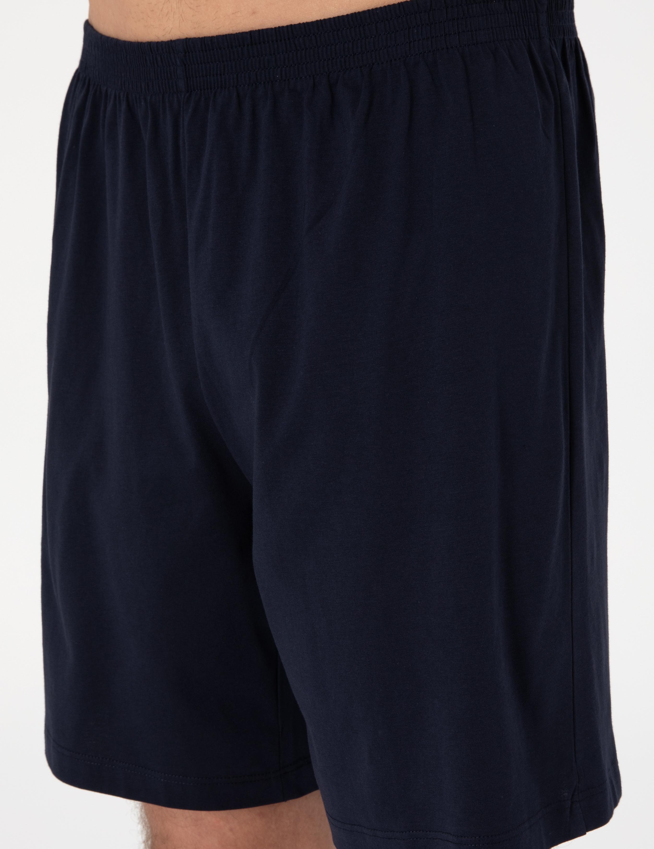 Mavi Kısakol 3'lü Jakarlı Pijama Takımı