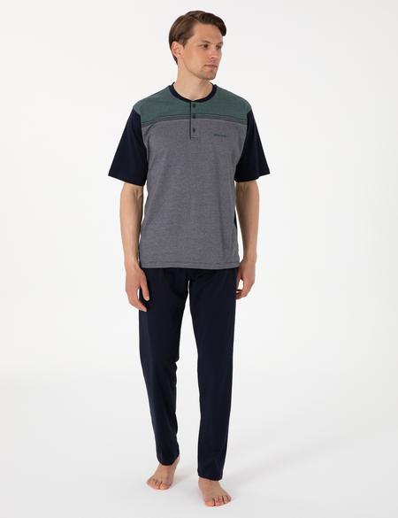 Yeşil Kısakol 3'lü Jakarlı Pijama Takımı - 50314446002