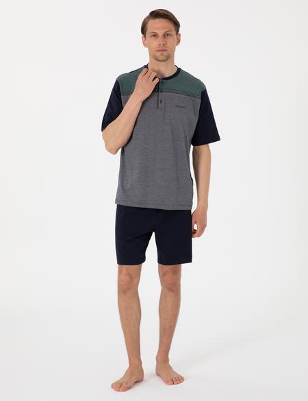 Yeşil Kısakol 3'lü Jakarlı Pijama Takımı - 50314446002