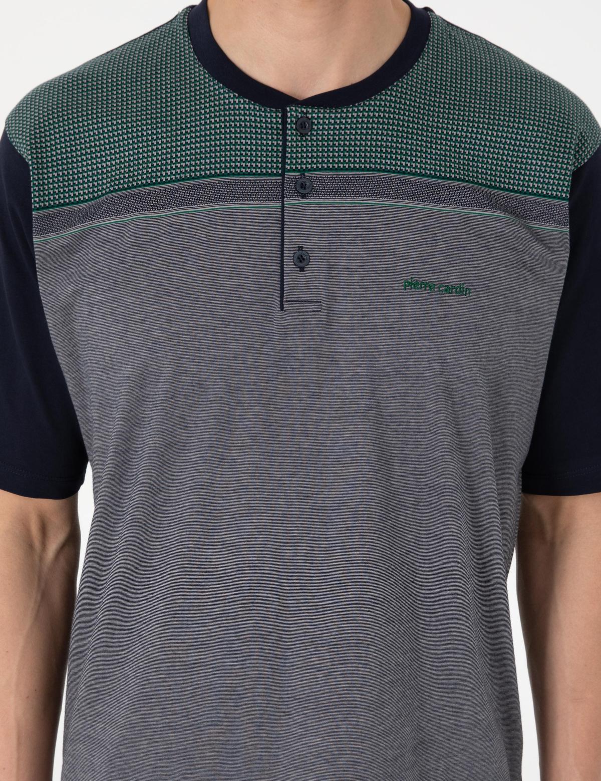 Yeşil Kısakol 3'lü Jakarlı Pijama Takımı - 50314446002