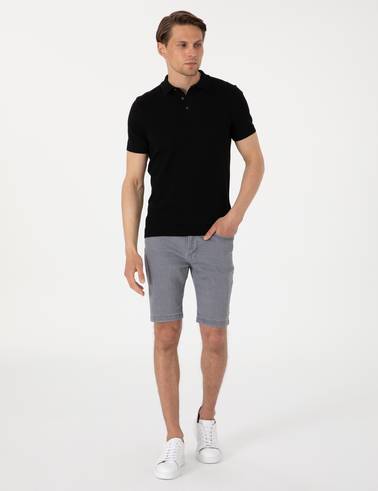 Siyah Slim Fit %100 Pamuk Polo Yaka Triko Tişört