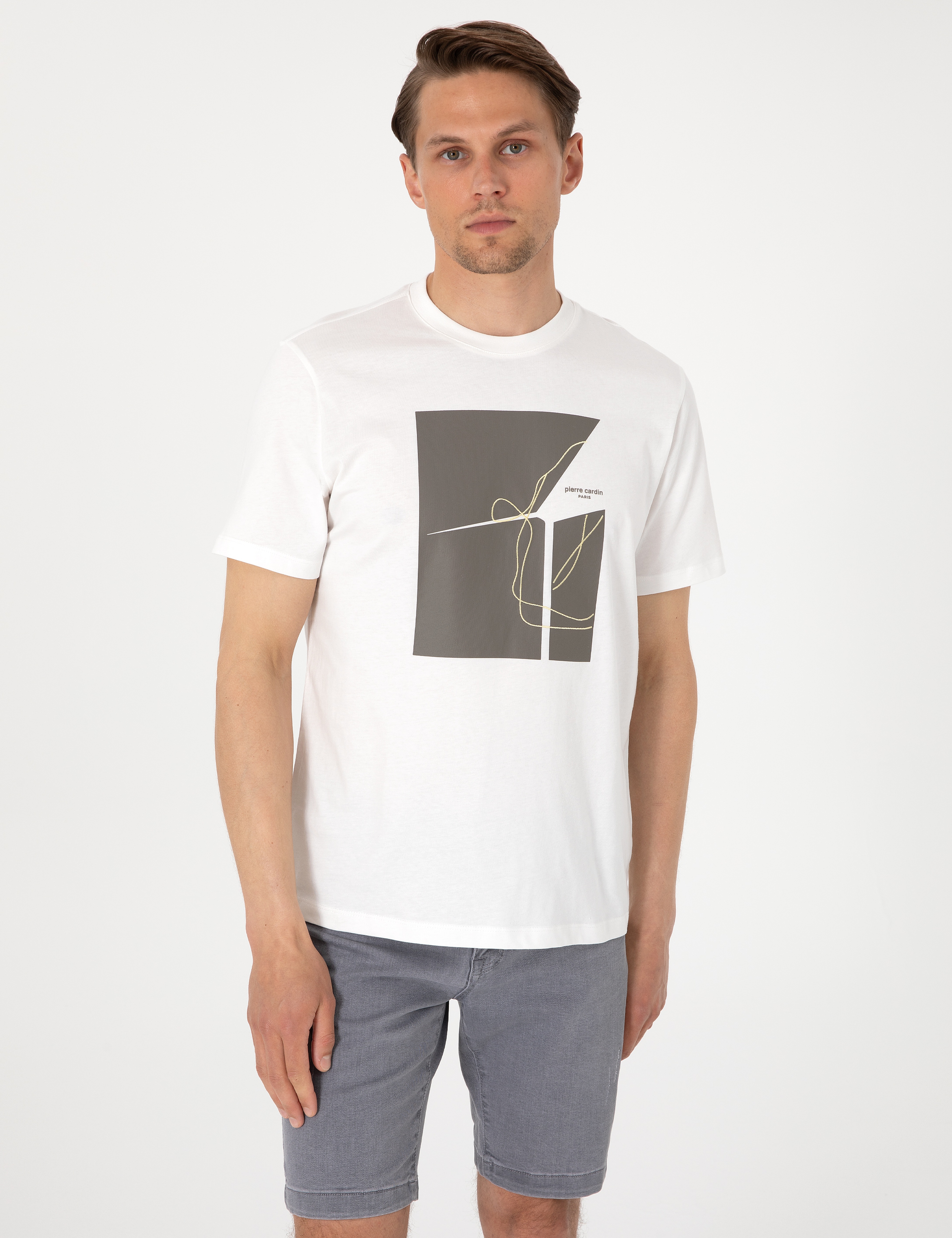 Ekru Regular Fit Tişört - Image 1