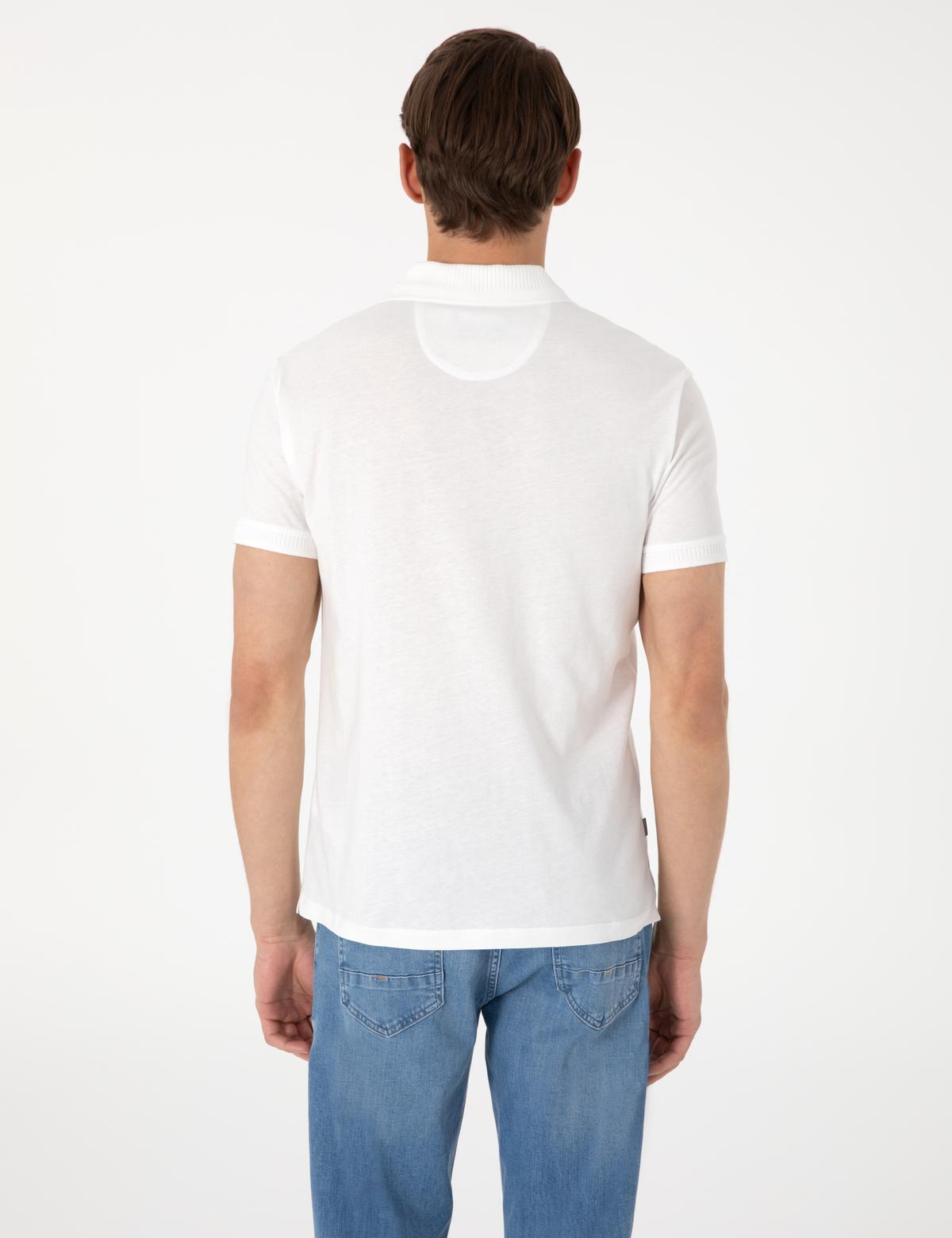 Ekru Slim Fit Tişört - 50302598193