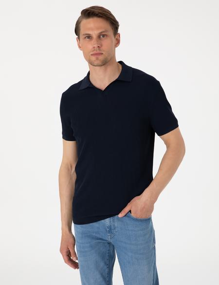 Lacivert Slim Fit Polo Yaka Triko Tişört - 50306123001