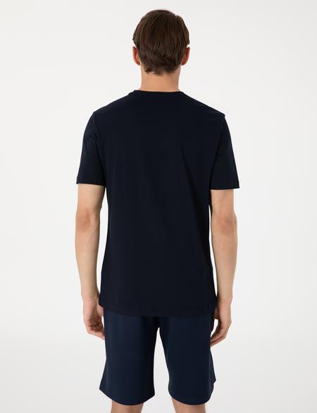 Lacivert Regular Fit Isıya Duyarlı Renk Değiştiren Baskı Çerçeveli Tişört - 50302622054