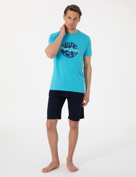 Mavi Kısakol Şortlu Pijama Takımı - 50314388003