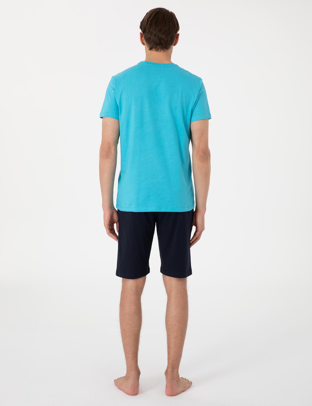 Mavi Kısakol Şortlu Pijama Takımı - 50314388003