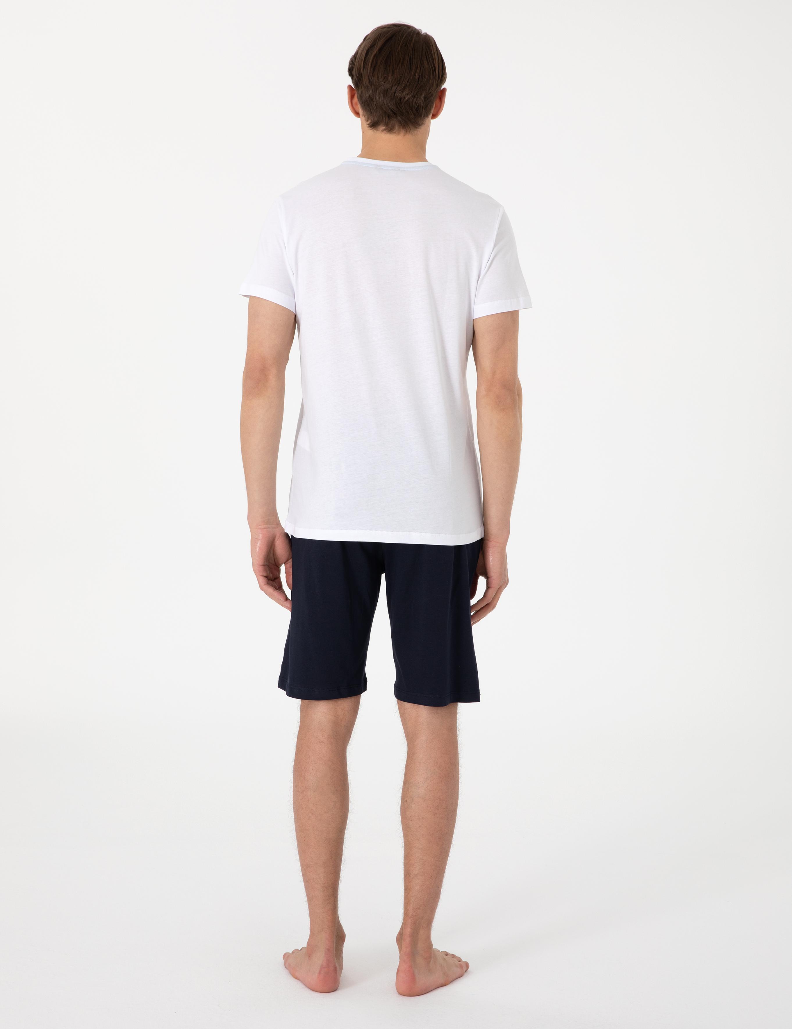 Beyaz Kısakol Şortlu Pijama Takımı